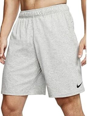 Nike Light Gray Jersey Athletic Shorts with Swoosh Men’s Size Large 7” Inseam